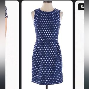 J Crew Navy Polka Dot Boat Neck Cocktail dress